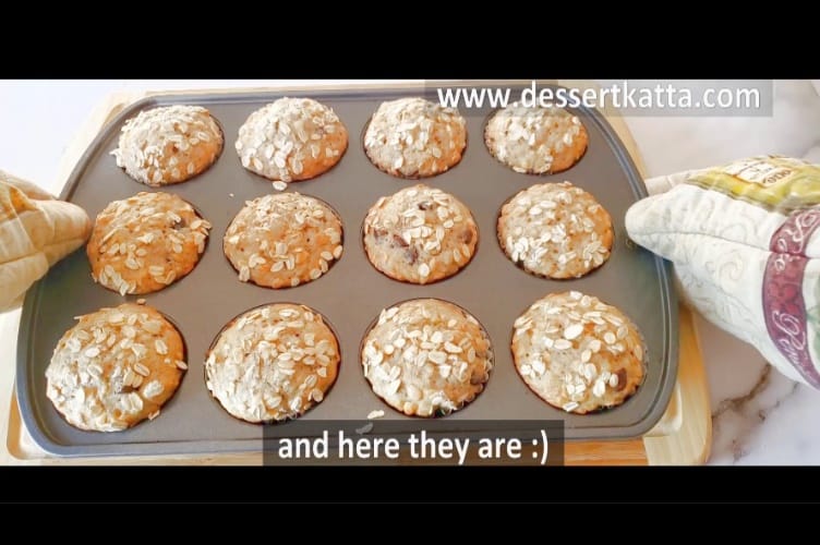 baked banana muffins straight out of the oven