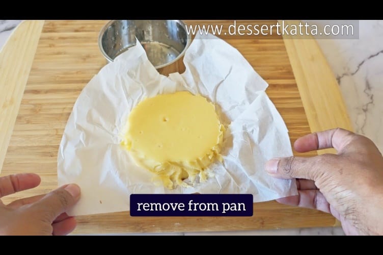 after chilling for 2 hours, removing the cheesecake from the pan