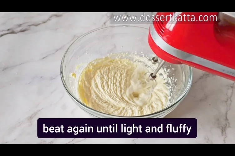 beating butter, sugar and oil with hand beater until light and fluffy