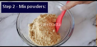 mixing both the powders to make tilachi vadi recipe