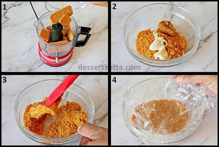 Biscoff truffles step by step recipe showing preparation of biscoff truffles mixture
