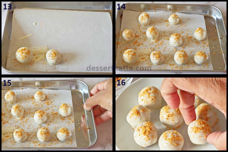 Biscoff truffles step by step recipe showing garnishing biscoff truffles