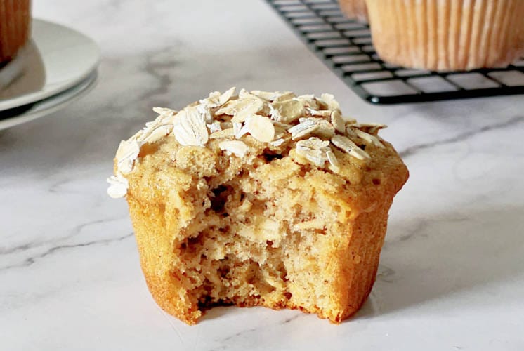 oatmeal muffin showing the inside texture