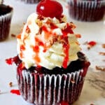 Black Forest Cupcakes Image and recipe by Sayali Bhave. Copyright : www.dessertkatta.com