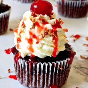Black Forest Cupcakes Image and recipe by Sayali Bhave. Copyright : www.dessertkatta.com