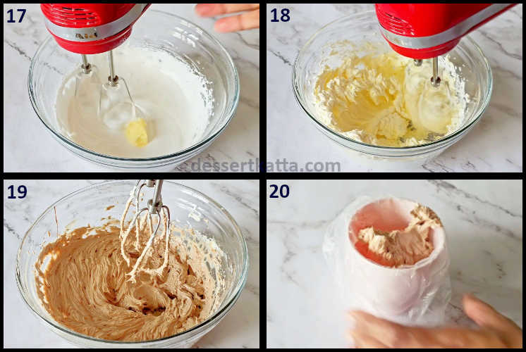 chocolate nutella cake step by step recipe showing making nutella frosting